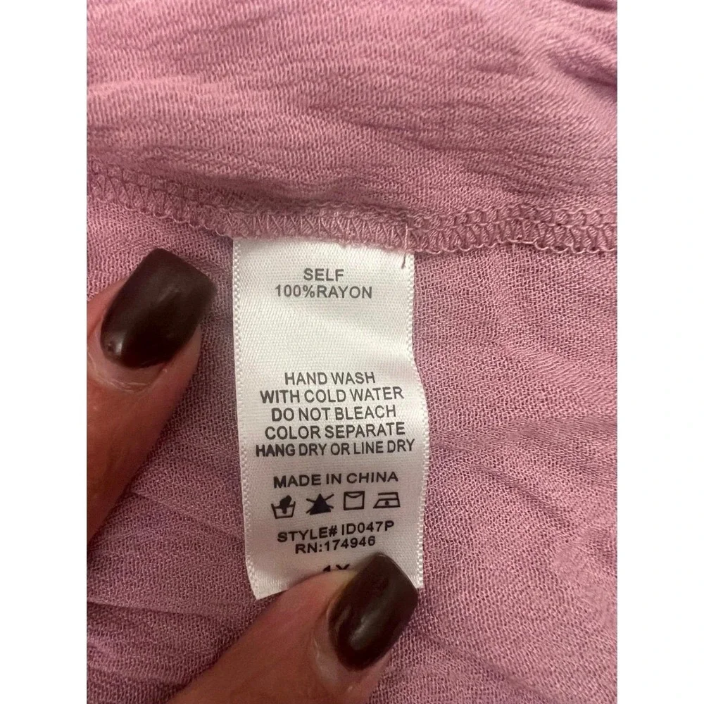 Hailey & Co Mauve Pink‎ Embroidered Boho Tiered Dress Long Sleeve 1X - Picture 5 of 7